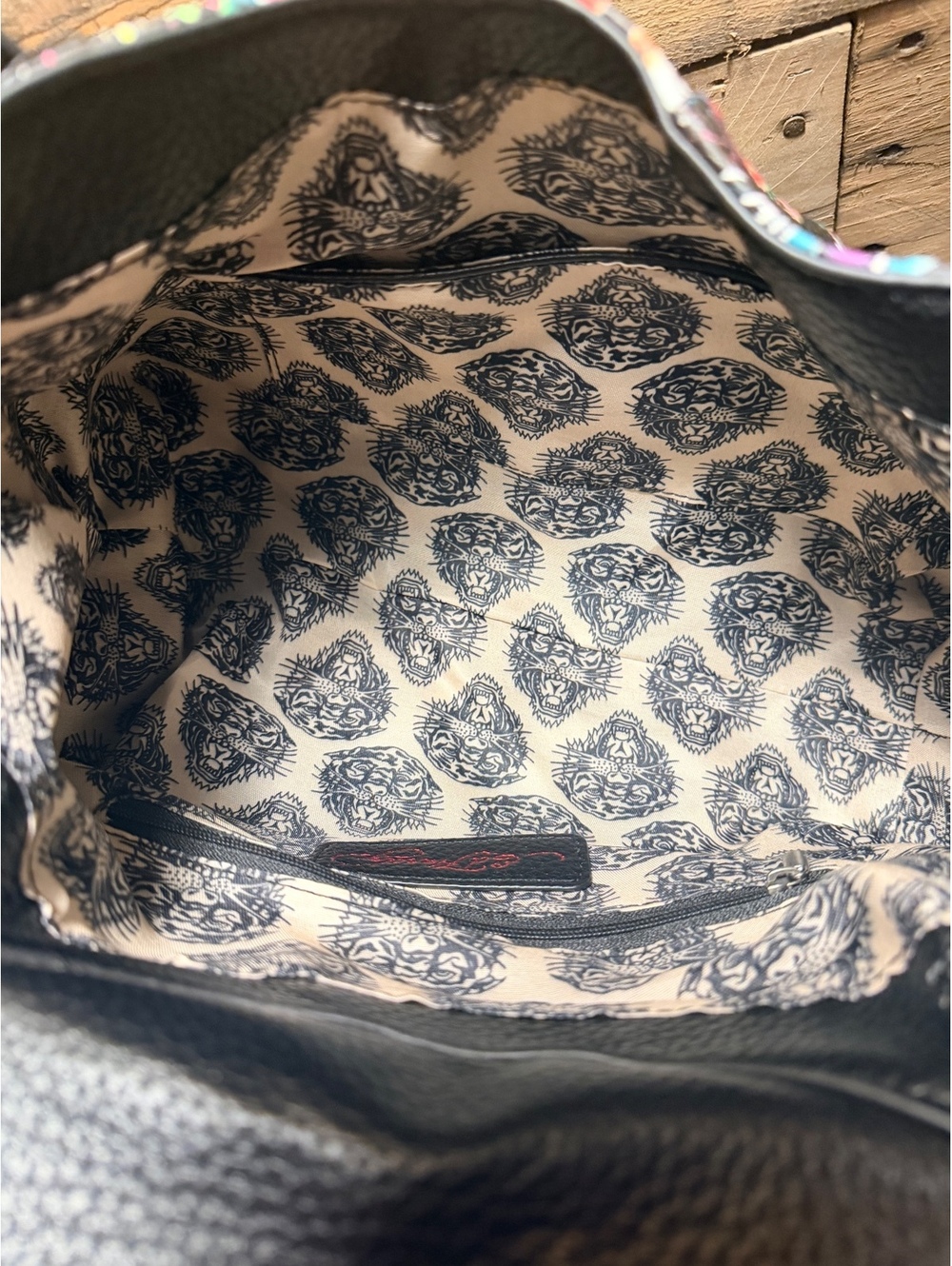 Ed Hardy Black Skull Rose Tattoo Satchel Handbag Purse NWT - Picture 5 of 5